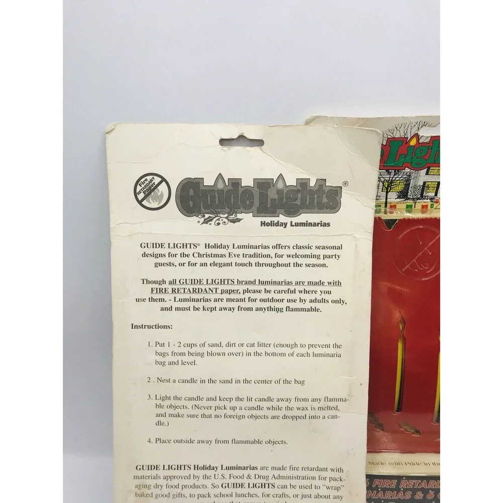 Lot of 2, Vintage 1995 Holiday Christmas Guide Lights 12 Luminaries 12 Candles